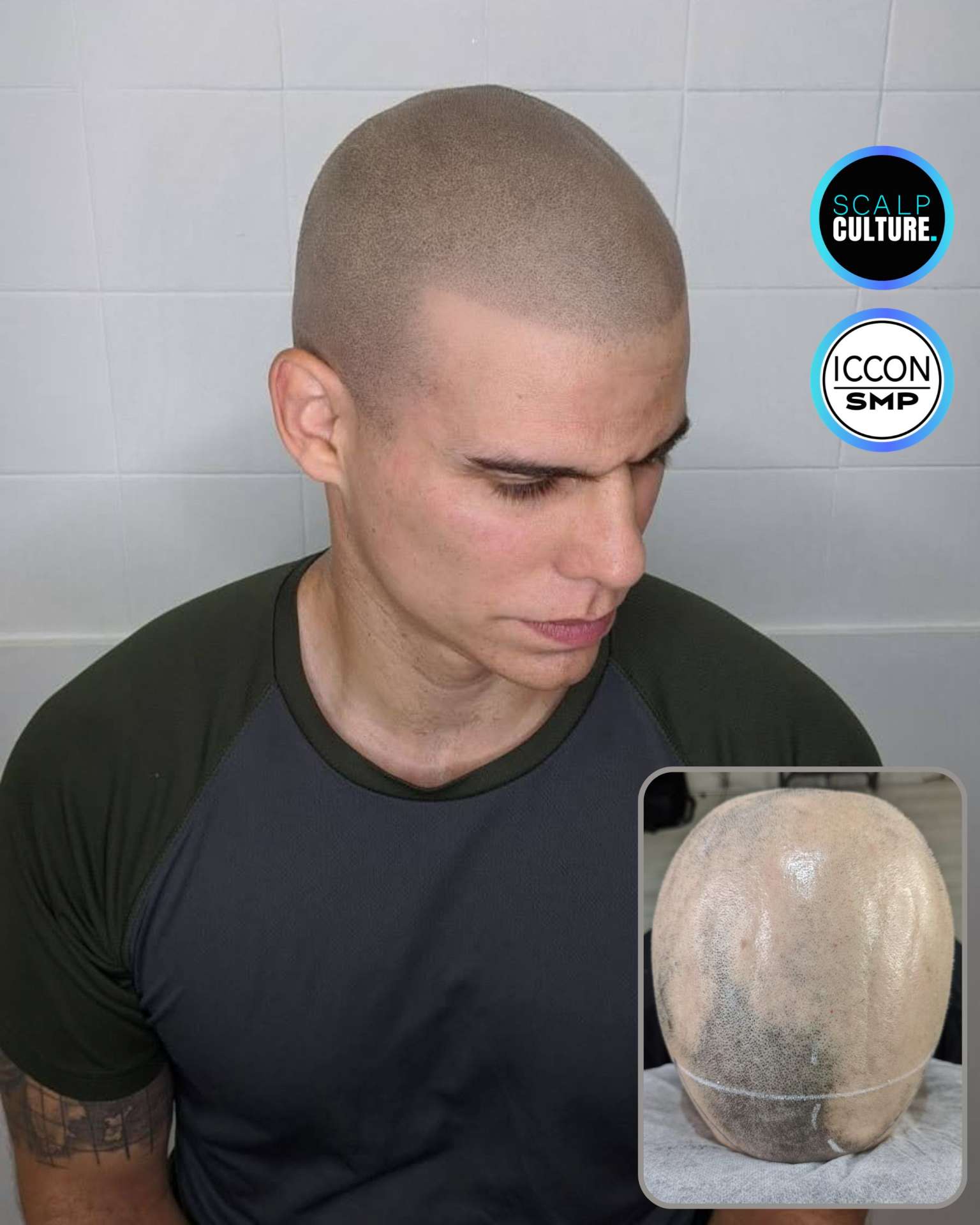 a man with alopecia hair loss and after SMP treatment